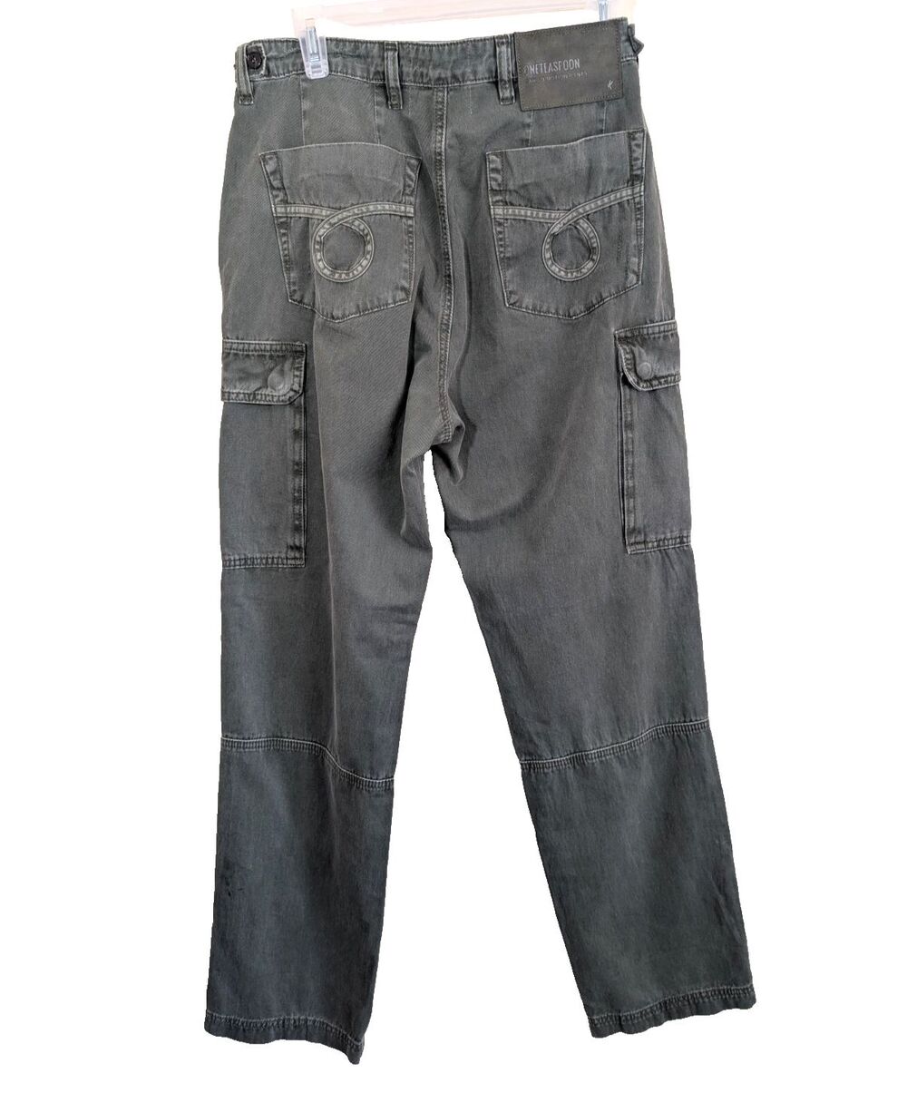 One Teaspoon Cargo Motion Pants Deep Forest Dark Khaki Cotton Relaxed Fit 27